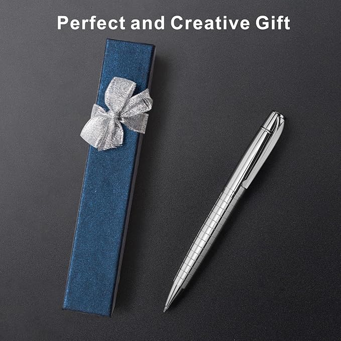 Cambond Ballpoint Pens Black Pens - Bulk Pens Metal Pen for Journaling Gift Business Men Police Flight Attendants 1.0 mm Medium Point Nice Pens, 3 Pens with 6 Refills (Sliver)