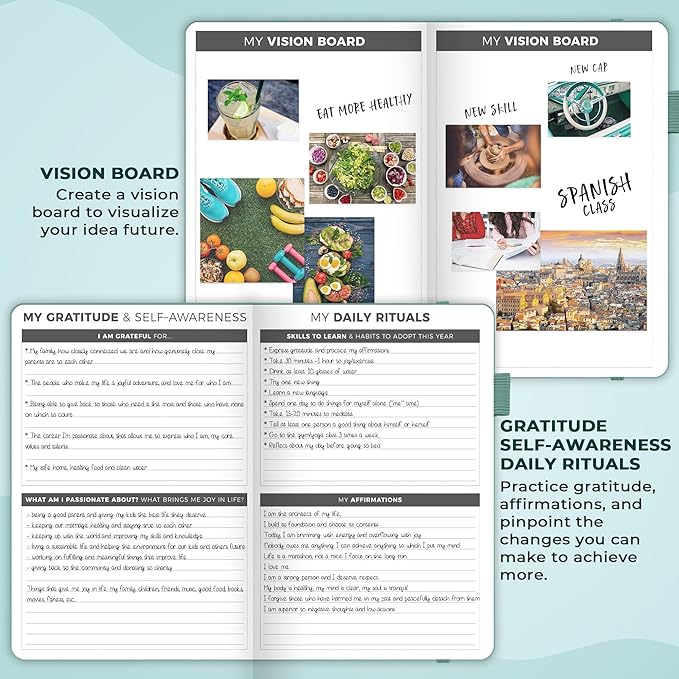 Clever Fox Dated Planner 2025-2026 – Weekly Life Planner Notebook for Goal Setting & Time Management – Planner with Habits Tracker, to-do List & Dated Pages – A5, Lasts 1 Year (Aquamarine)