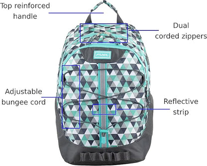 FUEL Hiking Backpack for Women Men Terra Sport, Travel, College, Gym, Work with Laptop Sleeve, Bungee, 18 Inches, Blue Diamond Crystal