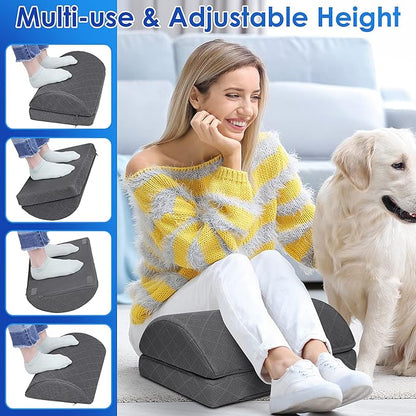 Foot Rest,Desk & Gaming Accessories,Foot Rest for Under Desk at Work,Comfortable Footrest with 2 Adjustable Heights & Removable Cover, Office Desk Accessories（Gray-19.7 in）