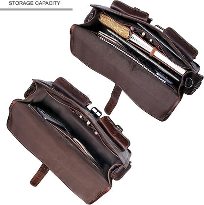 cuero Leather Messenger Bag for Men, 16 Inch Laptop Bag, Crossbody Bag Men, Vintage Handmade Leather Satchel Bag Men, Full Grain Business Briefcase Shoulder Bag for Office/Work/Travel - Brown