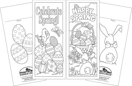 Barker Creek Bookmark Duets, Color Me Celebrate Spring, 2 Designs, Adult Coloring Book Style, Celebrate Spring with these Fun Bookmarks, 60 Bookmarks, 30 each of 2 Designs, 2.5" x 6" (2196)