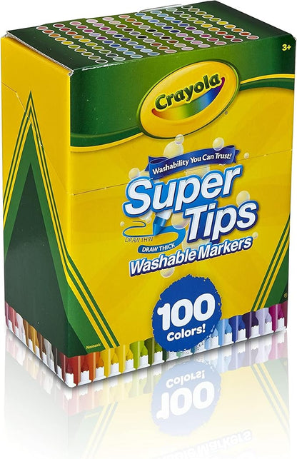 Crayola Super Tips Marker Set (100ct), Fine Point Washable Markers, Drawing Markers for Kids & Adults, Great for Thick & Thin Lines