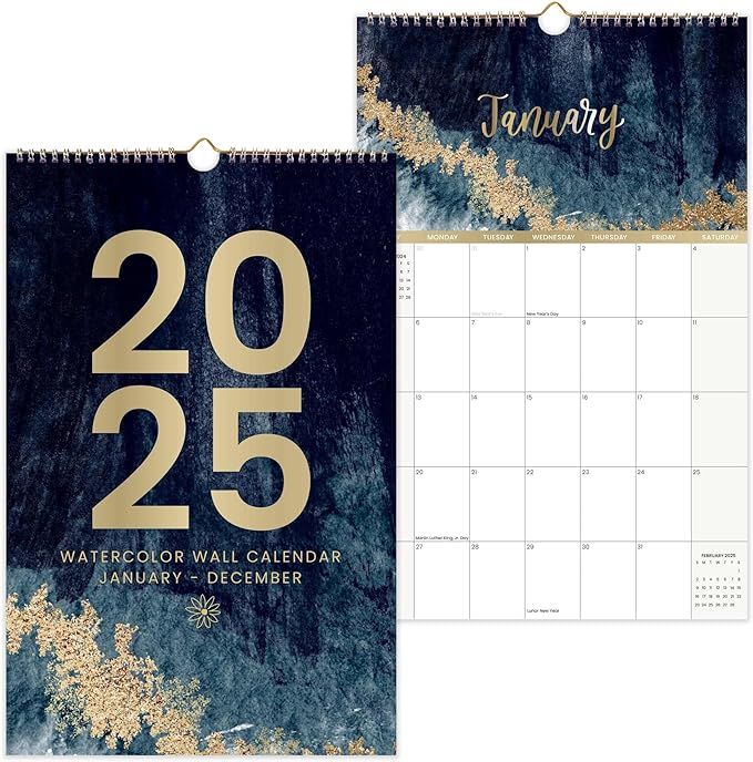 bloom daily planners 2025 Calendar Year Monthly Hanging Wall Calendar (January 2025 through December 2025) - Large 11” x 17” - Watercolor