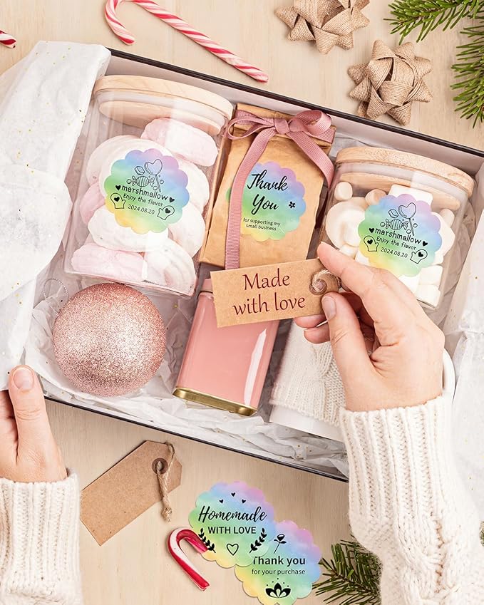 Phomemo 2” Wavy Circle Thermal Label, Self-Adhesive Direct Sticker Labels, Thermal Printer Label for Logo Design, Name Tag, Thanks Card, Address, QR Code, 500 Labels/Roll, Gradient