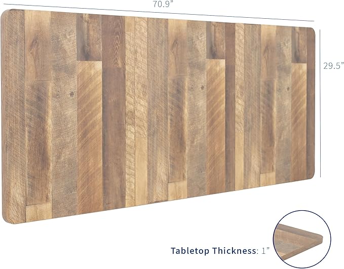 VIVO Reclaimed Wood Universal 71 x 30 inch Solid One-Piece Table Top for Standard and Sit to Stand Height Adjustable Home and Office Desk Frames, DESK-TOP71P