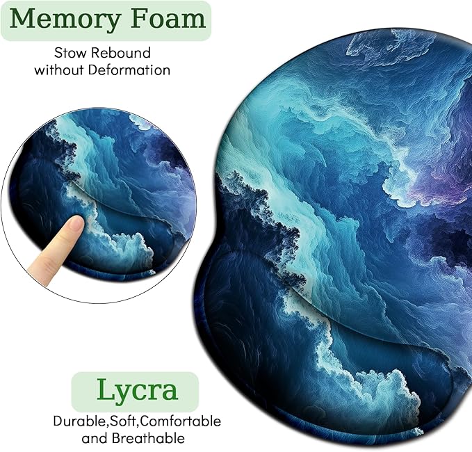 Galaxy Mouse Pad with Wrist Rest, Ergonomic Mouse Pad Wrist Support with Non-Slip Pain Relief PU Base, Funny Gaming Computer Mousepad, Cute Office Supplies Home Desk Accessories Decor