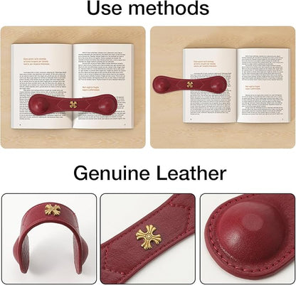 Weighted Bookmarks Book Weight Page Holder Genuine Leather Book Open Holder for Men Women Gift for Writer Reader (BPH02-Navy)