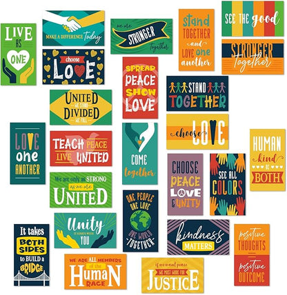 Unity Mini Note Cards / 50 Peace And Kindness Cards / 25 United Designs / 2" x 3.5" Inspirational Flat Mini Business Card Sized Notes/Made In The USA