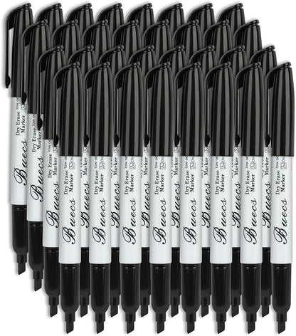 Black Dry Erase Markers, Low-Odor, 108 Count, Chisel tip, Perfect for Writing on Whiteboards, Dry-Erase Boards, Glass, School Office Supplies