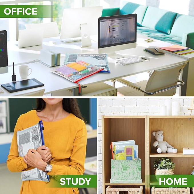 5 Pack Mesh Zipper Pouch Bags 10x14 inch - Plastic Zipper Pouches for Organizing - Document Bags With Zipper - Letter Size Zipper Pouch - Document Pouch With Zipper - Mesh Pouch With Zipper