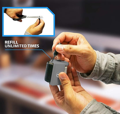 Identity Theft Protection Roller Stamps Wide Kit - Confidential Roller Stamp, Anti Theft, Privacy & Security Stamp, Designed for ID Blackout Security - Classy Gray with 6 Refills