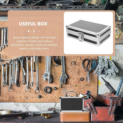 Multipurpose Tool Mini Aluminum Case, 4.2inch Metal Briefcase with Lock, Hard Aluminum Carrying Case for Men, Universal Portable Tool Case for Laptop/Cosmetic/Instrument/DJ, Black