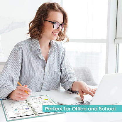 2026 Planner, Weekly and Monthly Calendar Planner, January 2026 - December 2026, Hardcover 2026 Calendar Planner Book with Tabs For Women & Men, Inner Pocket, Spiral Bound, Perfect for Office Home School Supplies - A5 (6.3" x 8.5"), Aquamarine