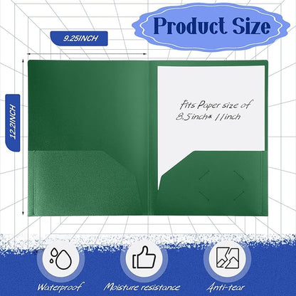 Patelai 50 Pack Pocket Folders Bulk 2 Pocket Heavy Duty Plastic Folders with Pockets Letter Size Folders Business Card Holder for School Office File (Multi Colors)