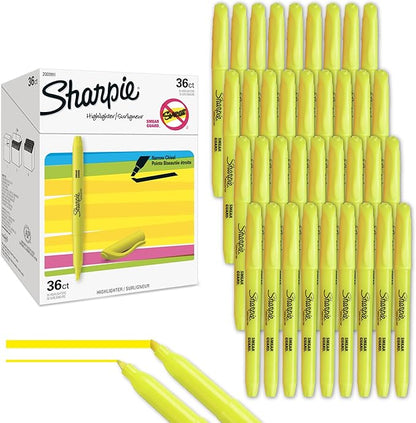 Sharpie Pocket Highlighters, Chisel Tip, Fluorescent Yellow, 36-Count Set for Office Supplies, School Supplies, Bible Study, and Home Office Essentials