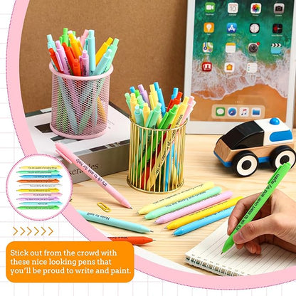 50 Pcs Gel Ink Pens Motivational Inspirational Quote Pen Retractable Rolling Ball Smooth Writing for Coworkers Supplies Office Home(Stylish Color,Mental Health Reminders)