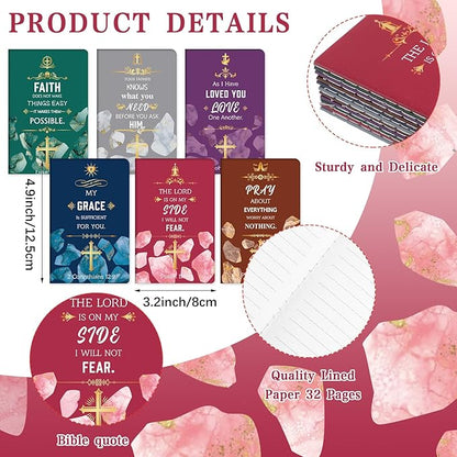 Colarr 24 Pcs Christian Bulk Gifts for Women Men Bible Verse Pens and Notebooks Religious Easter Gifts Scripture Ballpoint Pens Journals Sunday School Church Inspirational Study Supplies(Stone)