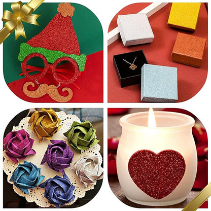 24 Sheets Orange Glitter Cardstock Paper, A4 Premium Sparkly Paper for Scrapbook, DIY Projects, Party Decoration, Gift Box Wrapping 250GSM/92lb