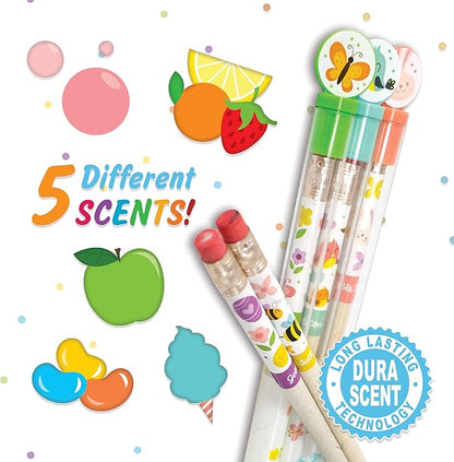 Spring Smencils (2 Pack) - HB #2 Patented Gourmet Scented Pencils, 5 Count, Gifts for Kids, School Supplies, Classroom Rewards, Easter day