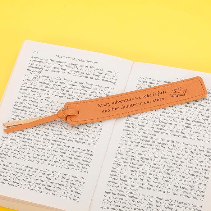 Leather Bookmark for Men Women Anniversary Leather Gifts for Him Her Men 3rd Anniversary Wedding Party Birthday Retirement Gifts for Women Inspirational Bookmark for Women Book Lover,Another Chapter