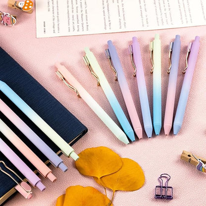 Gel Pens, 12 Pcs Smooth Writing Pens No Bleed & Smear, Black Ink Cute Pens Fine Point (0.5mm), Retractable Aesthetic Journaling Pens School Office Supplies for Women & Men