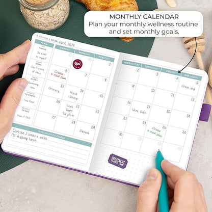 Clever Fox Food Journal Pocket - Daily Food Diary, Meal Planner to Track Calories & Nutrients, Weight Loss Tracker Notebook, 4x5.5” (Purple)
