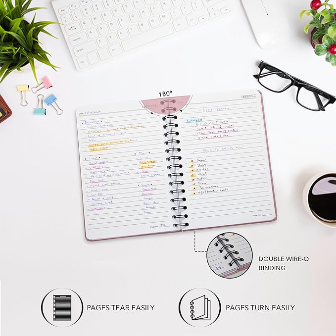 Lined Spiral Journal Notebook For Men & Women - A5(5.8" x 8.3") 170 Pages, Hardcover Notebooks for Work & Note Taking, College Ruled Journals for Writing - Pink