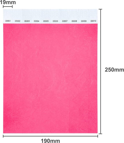 100 Pcs Wristbands, 1-100 Consecutive Numbers Waterproof Tearproof and Printable Wrist Straps Admission Bracelets Tickets (NeonPink)