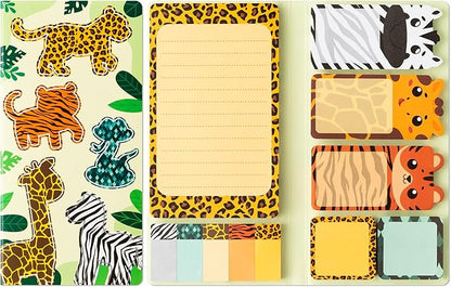 Safari Animal Sticky Notes Set, 550 Sheets, Wild Animal Self-Stick Note Pads Jungle Zoo Animal Writing Memo Pads Page Marker Student Classroom Back to School Office Supplies Small Gift