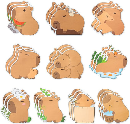 30 Pack Capybara Sticky Notes - Cute Cartoon Capybara Self Sticky Notepads Writing Memo Pads Animal Page Marker for Office School Student Birthday Party Favors Goodies Bag Fillers 600 Sheets