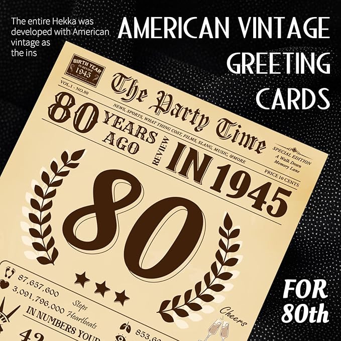 Funny 80th Birthday Card for Women Men, 3D Pop Up 80th Birthday Decorations for Her Him, Happy 80th Birthday Gifts for Grandma Grandpa, Jumbo 80 Year Old Birthday Card, Review of 1945, Classy (8"x10")