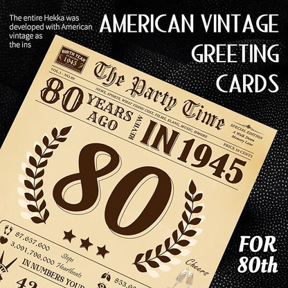 Funny 80th Birthday Card for Women Men, 3D Pop Up 80th Birthday Decorations for Her Him, Happy 80th Birthday Gifts for Grandma Grandpa, Jumbo 80 Year Old Birthday Card, Review of 1945, Classy (8"x10")