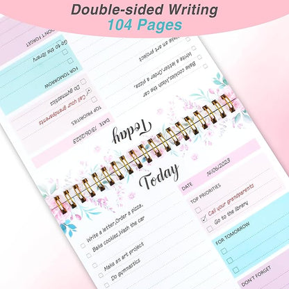 To Do List Notepad - To Do List Notebook for Work with 52 Sheets, 6.5" x 9.8" Checklist Productivity Organizer with Hourly Schedule for Task Management-Roseous