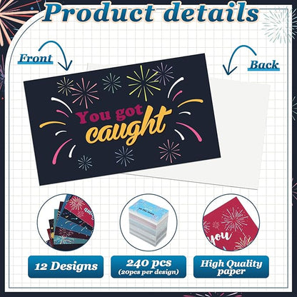 Yeaqee 240 Pcs Employee Appreciation Kudos Cards Funny Blank Back Motivational Card Encouragement Thank You Note Recognition Card for Teacher College Affirmation Gift(Flame)