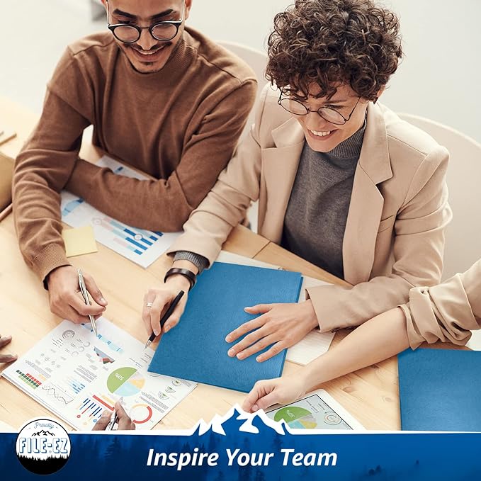 FILE-EZ Two-Pocket Folders, Light Blue, 25-Pack, Textured Paper, Letter Size (EZ-32520)