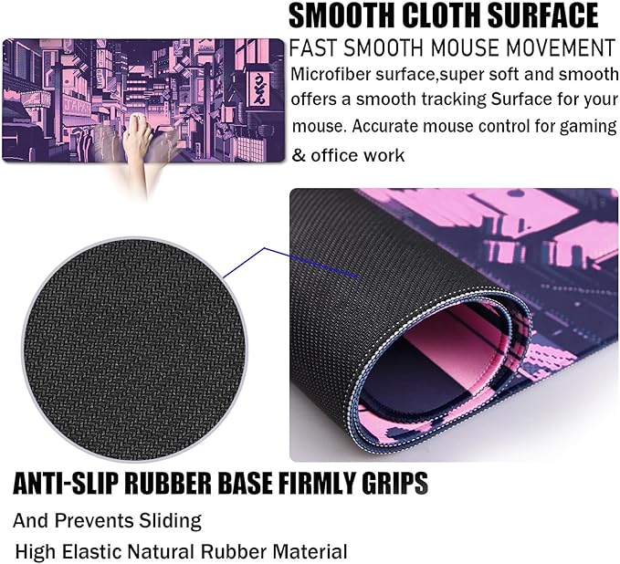 Large Mouse Pad, Desk Mat Large Office Desk Pad, Mouse Pad Gaming, Durable Waterproof Non-Slip Base Long XXL Large Gamer Mouse Pad for Home Office Gaming Work, Kyoto