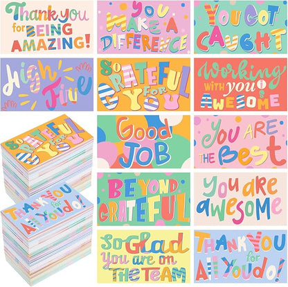 Yeaqee 240 Pcs Employee Appreciation Kudos Cards Funny Blank Back Motivational Card Encouragement Thank You Note Recognition Card for Teacher College Affirmation Gift(Colorful)