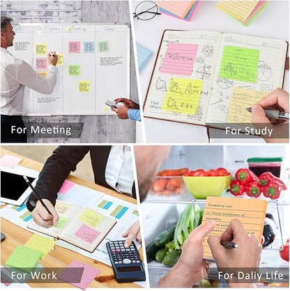 10 Pads Lined Sticky Notes, Sticky Note Pads 3x3 inches, 10 Bright Color Sticky Notes with Lines Self-Stick Note Pads, Perfect for Office Home School(100 Sheet/Pad)