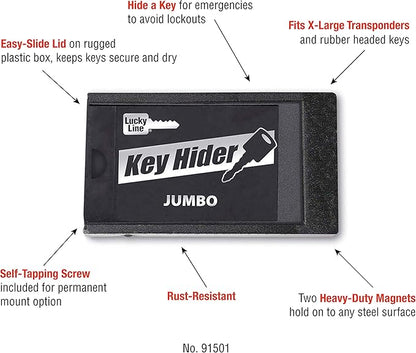 Lucky Line Jumbo Magnetic Key Hider, Case Holder for Larger Keys and Transponders (91501)