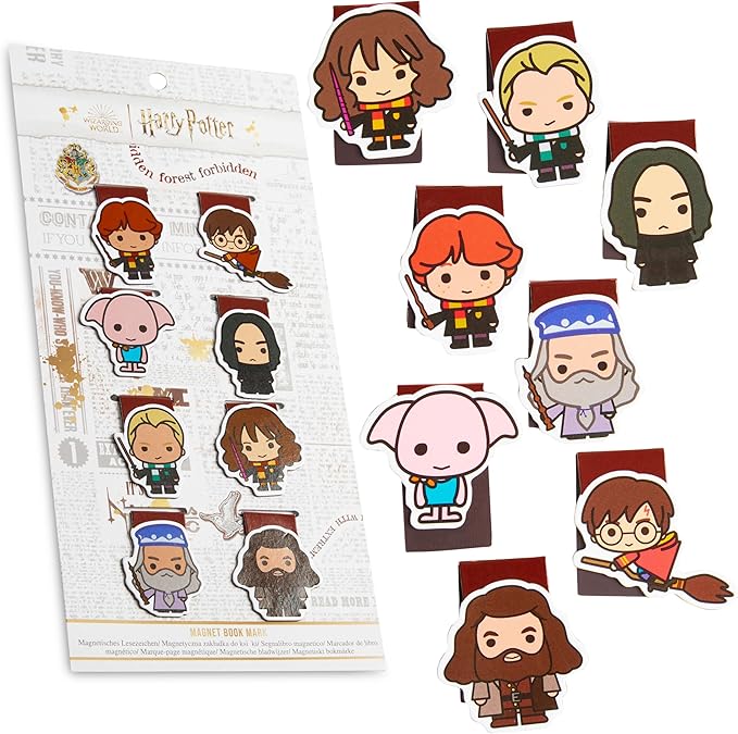 Harry Potter Magnetic Bookmarks Page Clip School University for Kids Teens Women Stocking Stuffers Gifts for Readers Xmas Gifts (Multi 8 Pack)