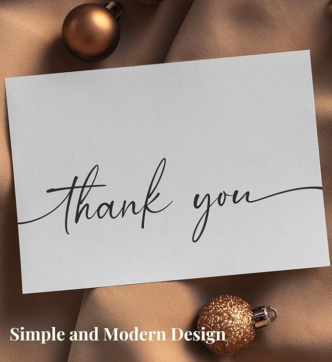 Bulk Pack of 20 Thank You Cards with Kraft Envelopes and Matching Stickers | Classy Designs 4x6 Inches Modern & Minimalistic Design | Suitable for Business, Baby Shower, Wedding, Small Business,