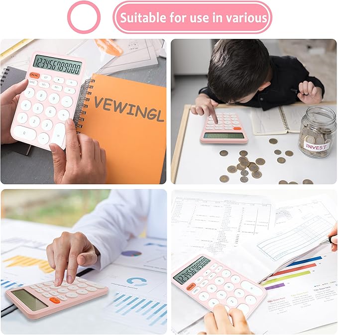 VEWINGL Standard Calculator 12 Digit,Desktop Large Display and Buttons,Calculator with Large LCD Display for Office,School, Home & Business Use,Automatic Sleep,with Battery