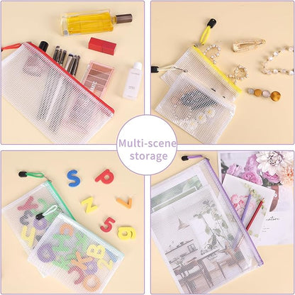 EOOUT 42pcs Mesh Zipper Pouch, 8 Sizes Waterproof Zipper Bags, 17 Colors, Multipurpose for Board Games Travel Storage, School Supplies, and Home Organization