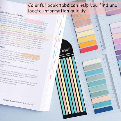 WSCHU 1120pcs Sticky Tabs - Writable Translucent Sticky Note Tabs, Repositionable Book Flags, Annotation Supplies