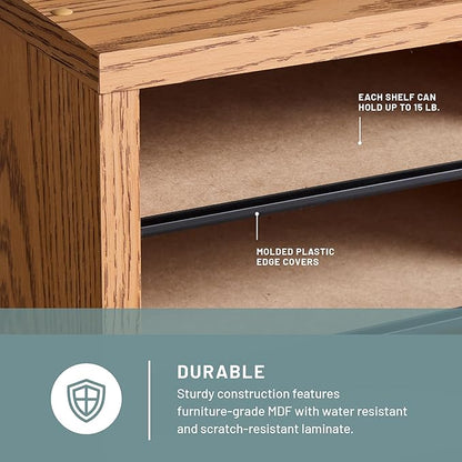 Safco Literature Organizer, 36 Compartments, Office and Classroom Mailbox with Adjustable Shelves, Wood Paper and Mail Sorter, Medium Oak