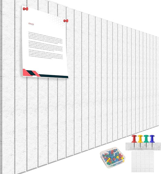 Large Cork Board for Office White Grey Felt Board Alternative-12 Pack Felt Wall Tiles for Office Wall Decor,Felt Bulletin Board Tiles,Push pin Board Wall Organizer for Office