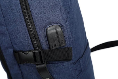 Varietyathletics 19" Laptop Backpack and Organizer Case Set USB Headset Port Anti-Theft Waterproof Travel Work College (Navy)