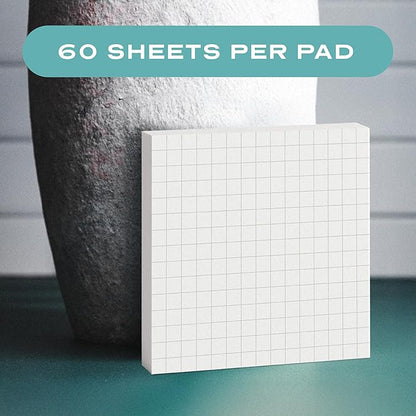 Sticky Notes Graph Paper 24pk | 3x3 Inch Small Self Stick Notepads for Desk and School Supplies