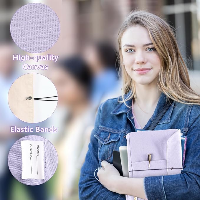 Canvas Book Covers, Washable Book Protector, Book Cover for Paperback Novels, Adjustable Book Cover for Hardcover with Pockets for Pen, Soft Cover Books, Book Lovers Gifts